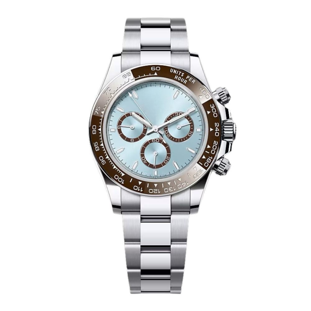 Racing Chronograph 40 – Ice Blue Dial | Silver Tone Case & Brown Tachymeter Bezel