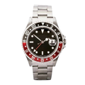 Dual Time 40 – Black Dial | Steel Bracelet & Red-Black 24H Bezel