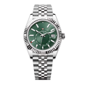 Global Traveller 42 – Green Sunburst Dial | Stainless Steel Jubilee Bracelet & Fluted Bezel